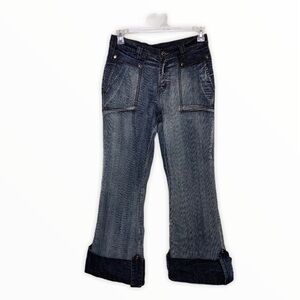 Faded light / Dark Wash Wide Leg Jeans